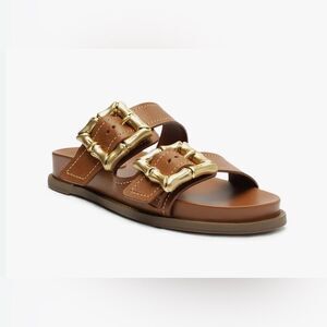 SCHUTZ Brown Sandals with Gold Accents